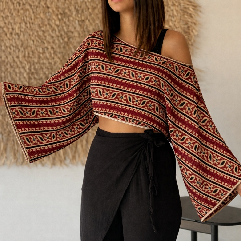 Soft Drop-Shoulder Top - Kashmiri Paisley Collection